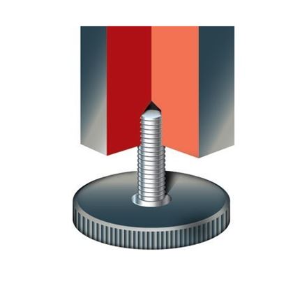 M8x37 Standard Non-Articulating Adjustable Feet - Black Polypropylene, 25mm foot