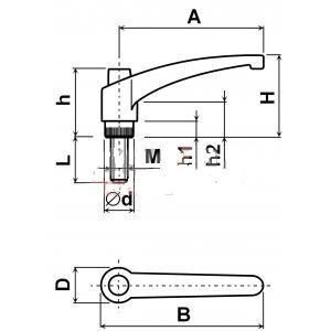 Ratchet lever M8x20 black plastic