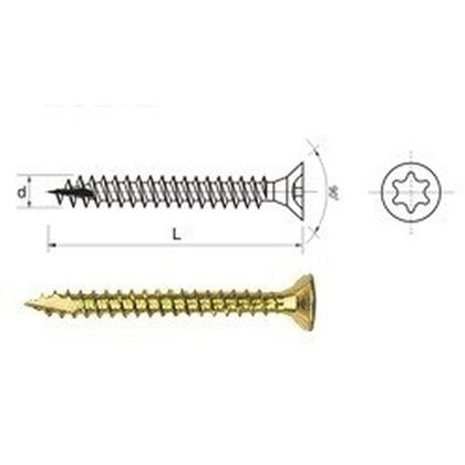 4.0x16 YELLOW ZINC Chipboard screws T-drive, hardened, selfdrilling