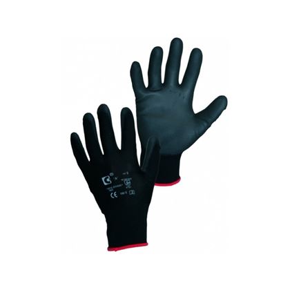Gloves FF BUNTING LIGHT seamless polyester dipped in PU in palm and fingers size 9 BLACK