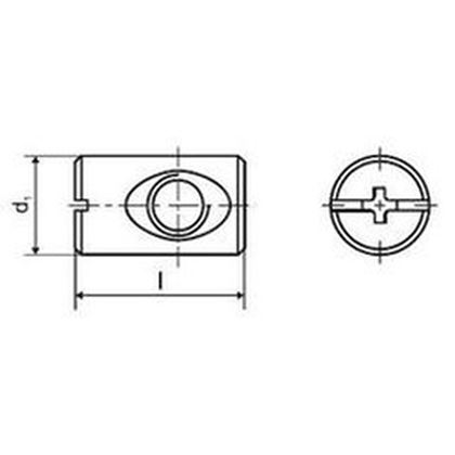 M6x10x14 BLUE ZINC Cross Dowel slotted, used e.g. for right angle connections, with high retention values, even in chipboard