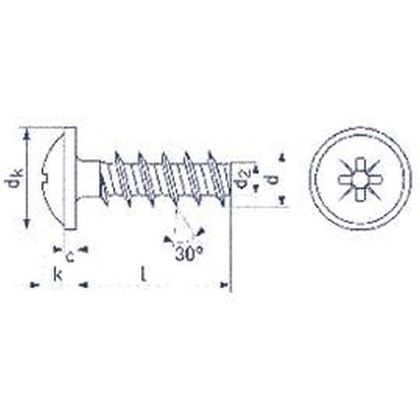 0x8 3.0x8 F ZINC Pan head with flange cross recessed, Z thread-forming ...