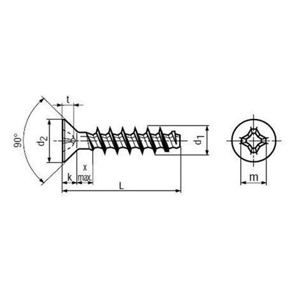 3.0x8 F ZINC countersunk head screws for thermo plastic TORX 8, PLASFAST 30