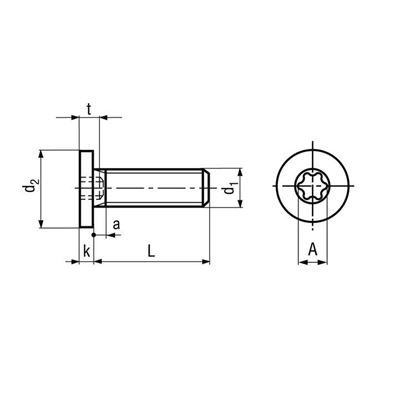M10x20 ZINC 8.8 Hexalobular (6 Lobe) socket flat head screws with special low head TORX 50 BN 9524