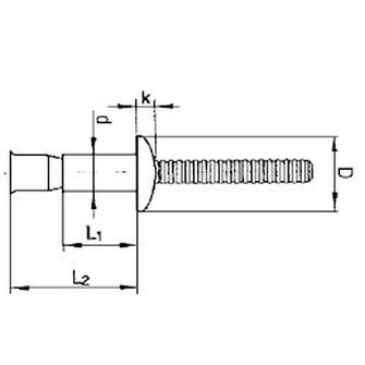 4.8x11 A2/A2 Blind rivets dome head with break mandrel MONOBOLT