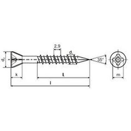 4.2x35 Y ZINC Countersunk head cap cross recessed PHILLIPS cement bonded CETRIS particleboard screw with bits, double thread HI-LOW and hardened tip