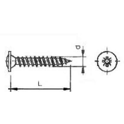3.5x35 BLUE ZINC Chipboard screw, raised countersunk head with flange, pozidrive