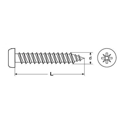 6.0x30 BLUE ZINC panhead chipboard screw, full thread, pozidrive DIN 7505B