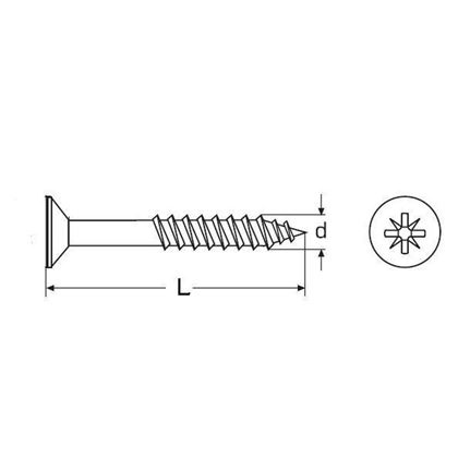 6.0x70/42 BLUE ZINC Chipboard screw, countersunk head, part thread, pozidrive DIN 7505A