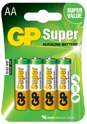 alkaline battery GP SUPER AA 1.5V, blister (4 pcs)
