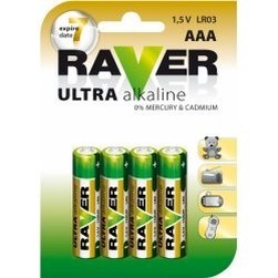 ultra alkaline battery RAVER AAA 1.5V, blister (4 pcs)