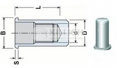 Blind Rivet Nut CLOSED M5x18 ZINC FLAT HEAD, KNURLED SHAFT (s= 0.5-3.0 mm)