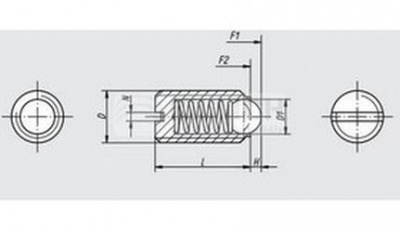 M6x14 slotted screw and ball - standard spring force