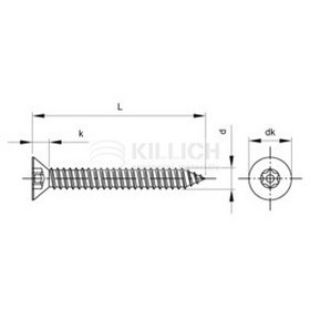 4.2x38 A2 STAINLESS STEEL Countersunk head tapping screw, security PIN-TX