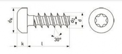 3.0x16 F BLACK ZINC Pan head screws for thermo plastic with TORX, type Z Eco-syn PLASFAST 30