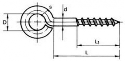 3.8x25 (length 25mm, thread 16mm, eye 12mm) ZINC Scaffold screw