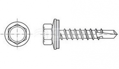 4.8x35 ZINC Farmer self-drilling hexagon head screws with EPDM washer 14mm into wood