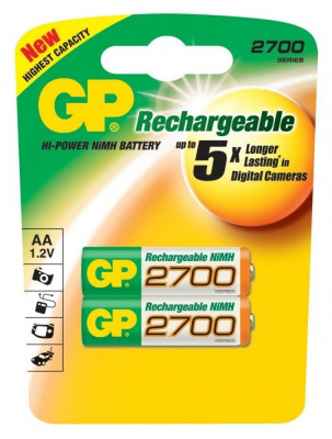 battery rechargeable GP2700 AA, blister 2 pcs