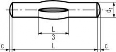 5x25 Grooved pin, third length center grooved DIN 1475