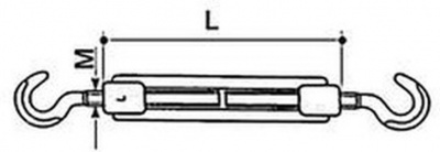 Turnbuckles M20 PLAIN S235JR hook & hook type DIN 1480