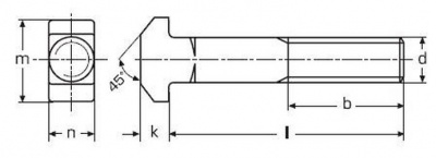 M8x35 ZINC 4.6 T-head bolts with square neck DIN 186B