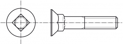 M10x40 PLAIN 8.8 Flat countersunk head square neck bolts with short square DIN 608