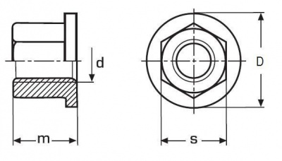 M12 ok18 PLAIN /10/ Hexagon nuts with collar DIN 6331