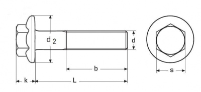 M5x25 A2 STAINLESS STEEL Hexagon flange bolt without serration DIN 6921