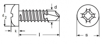 3.9x16 A2 STAINLESS STEEL Self-drilling cross recessed pan head screws DIN 7504N