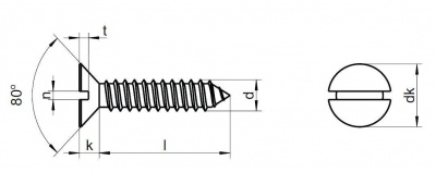 2.9x9.5 ZINC Slotted countersunk head tapping screws DIN 7972C