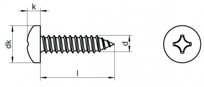 4.2x22 A2 STAINLESS STEEL Pan head tapping screws with cross recessed (Phillips) DIN 7981