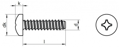 3.9x13 A2 STAINLESS STEEL Pan head tapping screws with cross recessed DIN 7981 F-H