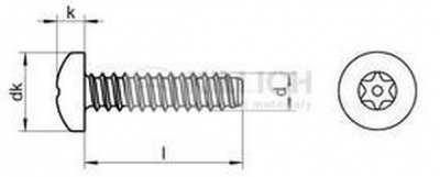 3.5x19 A2 STAINLESS STEEL Pan head tapping screws with TORX DIN 7981F TX