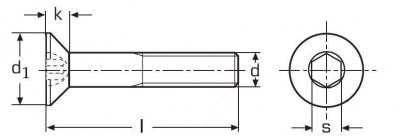Nr.6-32x1/2 A2 STAILESS STEEL Hexagon socket countersunk head screw DIN 7991 - ISO 10642