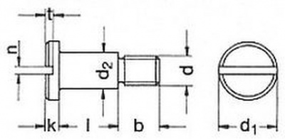 M6x6 PLAIN 5.8 Slotted pan head screws with shoulders DIN 923