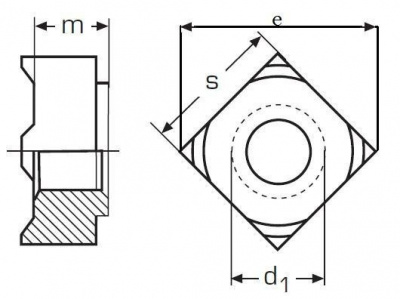 M10 PLAIN Square weld nuts DIN 928