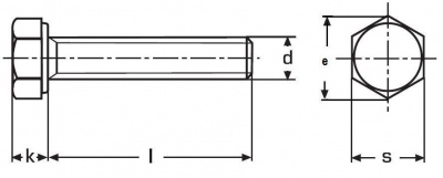 bolt M16x65 PLAIN 5.6 AD-W7/TRD hexagonal head, full thread, ISO 4017