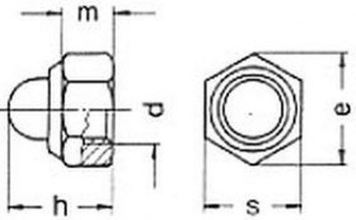 M6 ZINC /6/ Prevailing torque type domed cap nut with nylon insert black DIN 986