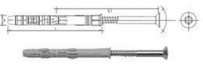 8x60 frame anchor nylon + countersunk head screw, torx TX40