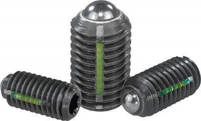 M6x15 STEEL spring pressure screw with hexagon socket and pressure ball LONG-LOK secured