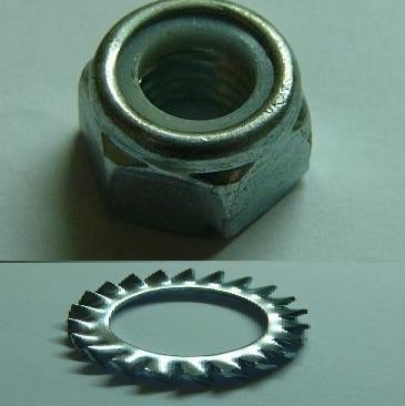 4 ZINC Prevailing torque type hexagon nuts+Serrated lock washers