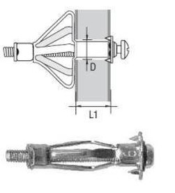 M5x52 HOD-S Metal cavity anchors with screw zinc plated L1 7-16