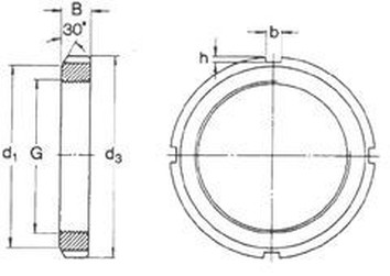 M35x1.5 ZINC KM Slotted round nuts for hook spanners with polyamide insert BN 1235