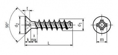 4.0x16 ZINC PT-Flat countersunk head screws, cross recessed, heat treated BN 13576
