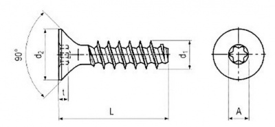 2.5x6 F ZINC countersunk head screws for thermo plastic TORX 8, PLASFAST 30