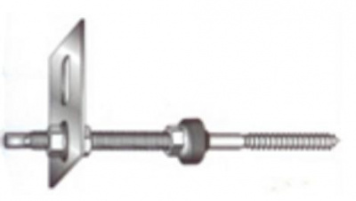 M12x250 A2 STAINLESS STEEL dowel screw with wood and metric thread+adapter, nut and EPDM washer