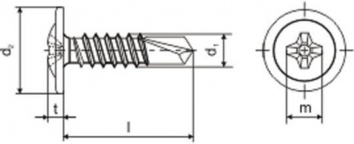 4.2x25 ZINC Self drilling screw, phillips pan head wafer flange