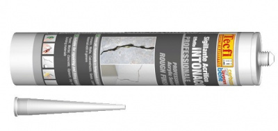 Professional rough finish acrylic sealant for indoor/outdoor usages (max joint 20mm) Tecfi white 300ml