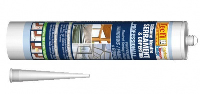 Professional neutral silicone sealant for windows, facades, roofings Tecfi ivory colour 300ml acc. ISO 11600-F+G-25LM
