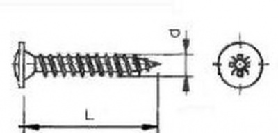 3.5x16 BLUE ZINC Chipboard screw, raised countersunk head with flange, pozidrive